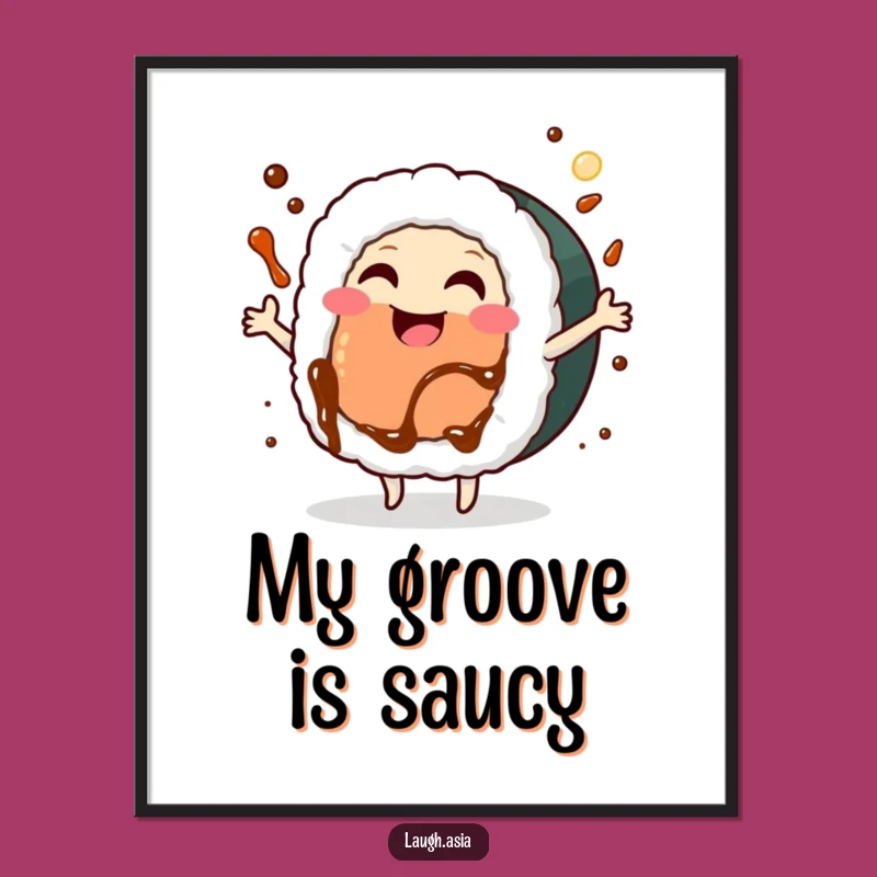 Funny Sushi Roll Dancing Digital Art - Instant Joyful Download for Decor Gift