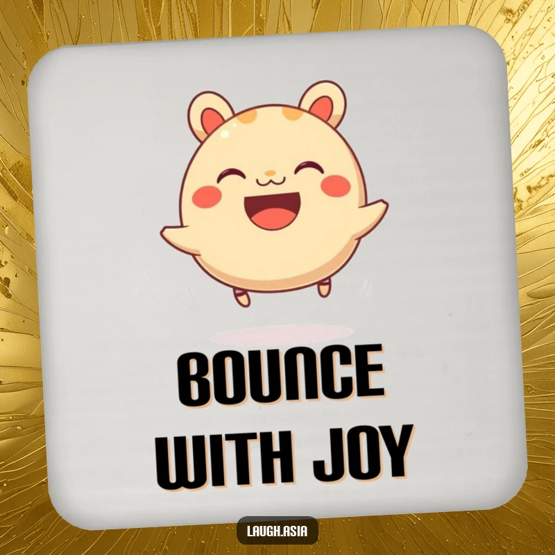 Funny bao bun bouncing drink coaster, a grinning food character protecting surfaces on springy legs, adds charm.
