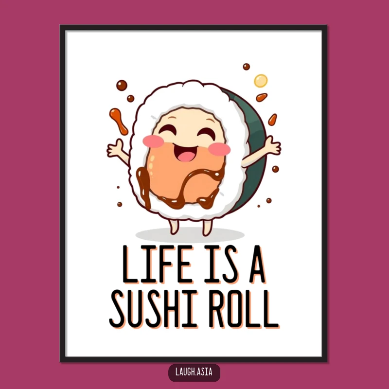 Funny Free Printable Wall Art: Dancing Sushi Roll, Downloadable Joyful Decor!