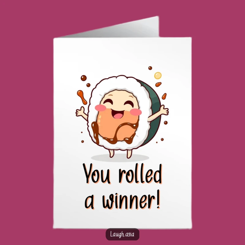 Free Printable Congrats Card: Joyful Sushi Roll, Perfect Downloadable Celebration!